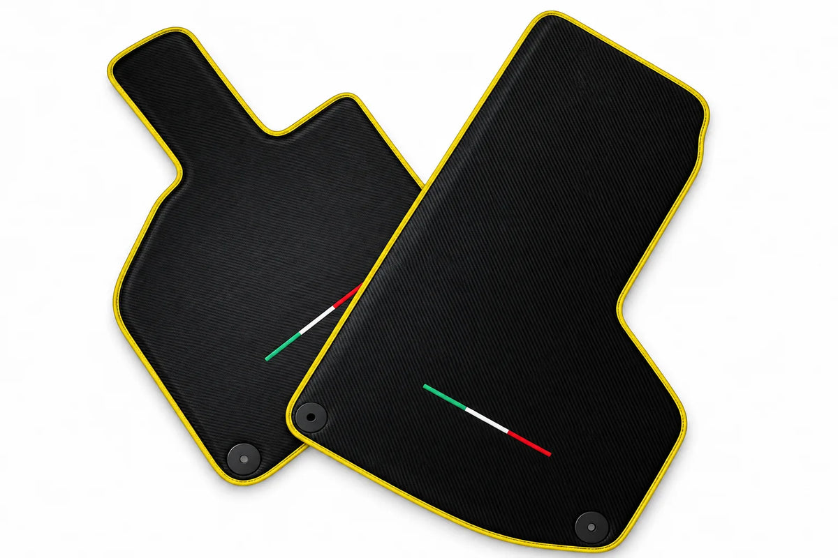 Carbon Fiber Floor Mats for Lamborghini Huracan with Italian Flag Yellow trim