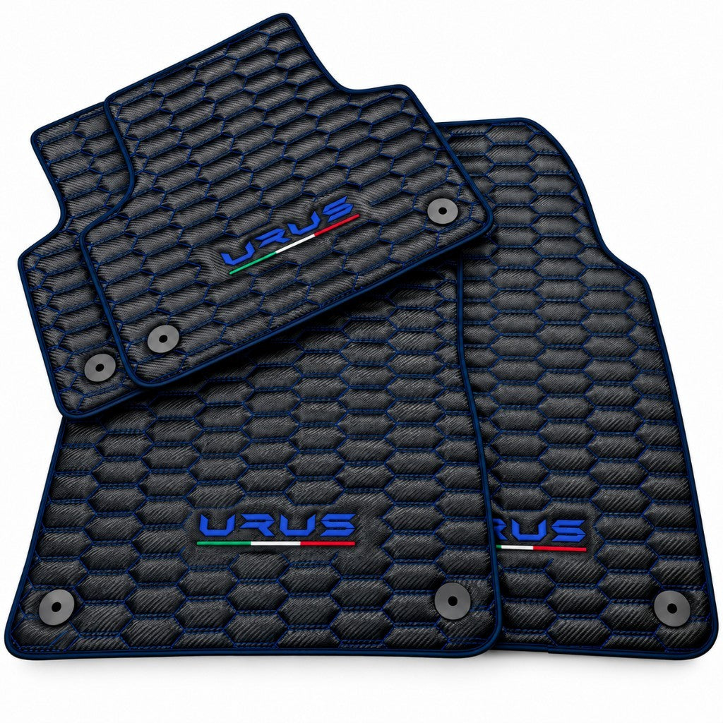 Carbon Fiber Floor Mats for Lamborghini Urus with Blue Stitching