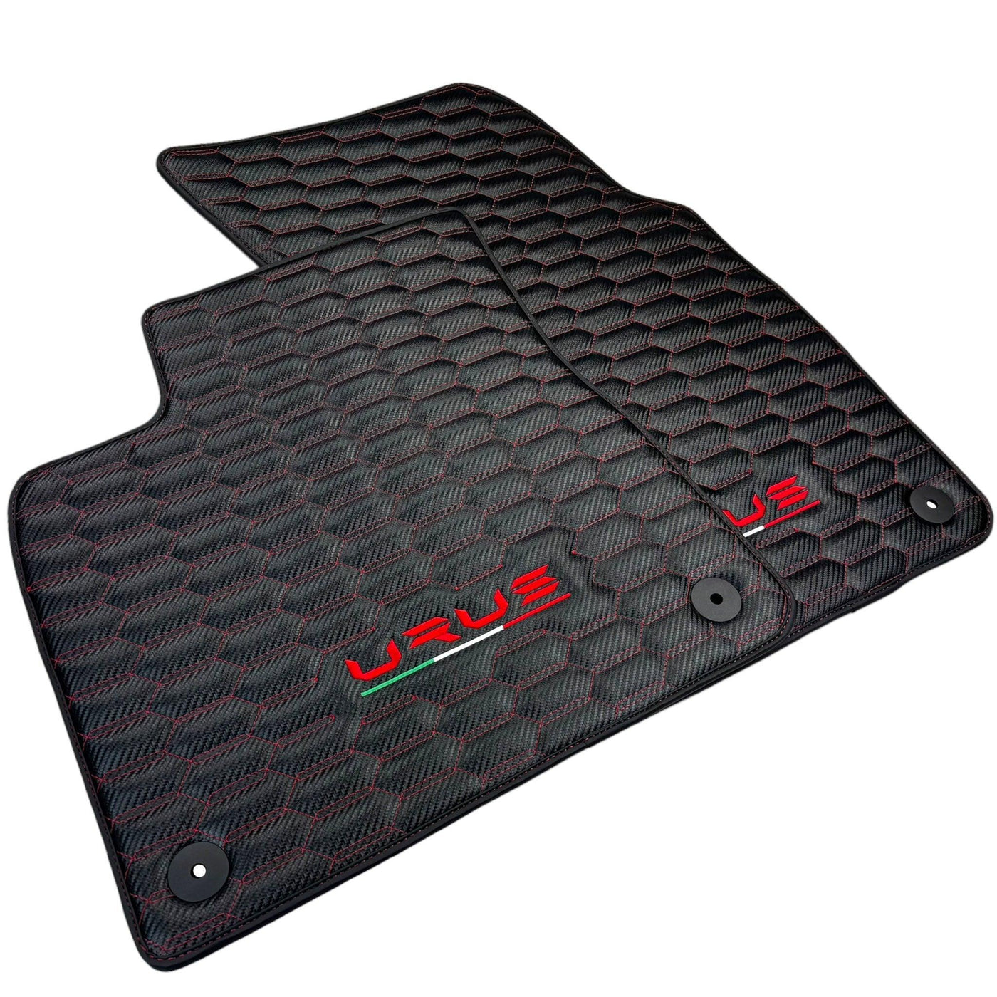 Carbon Fiber Floor Mats for Lamborghini Urus with Red Stitching - AutoWin