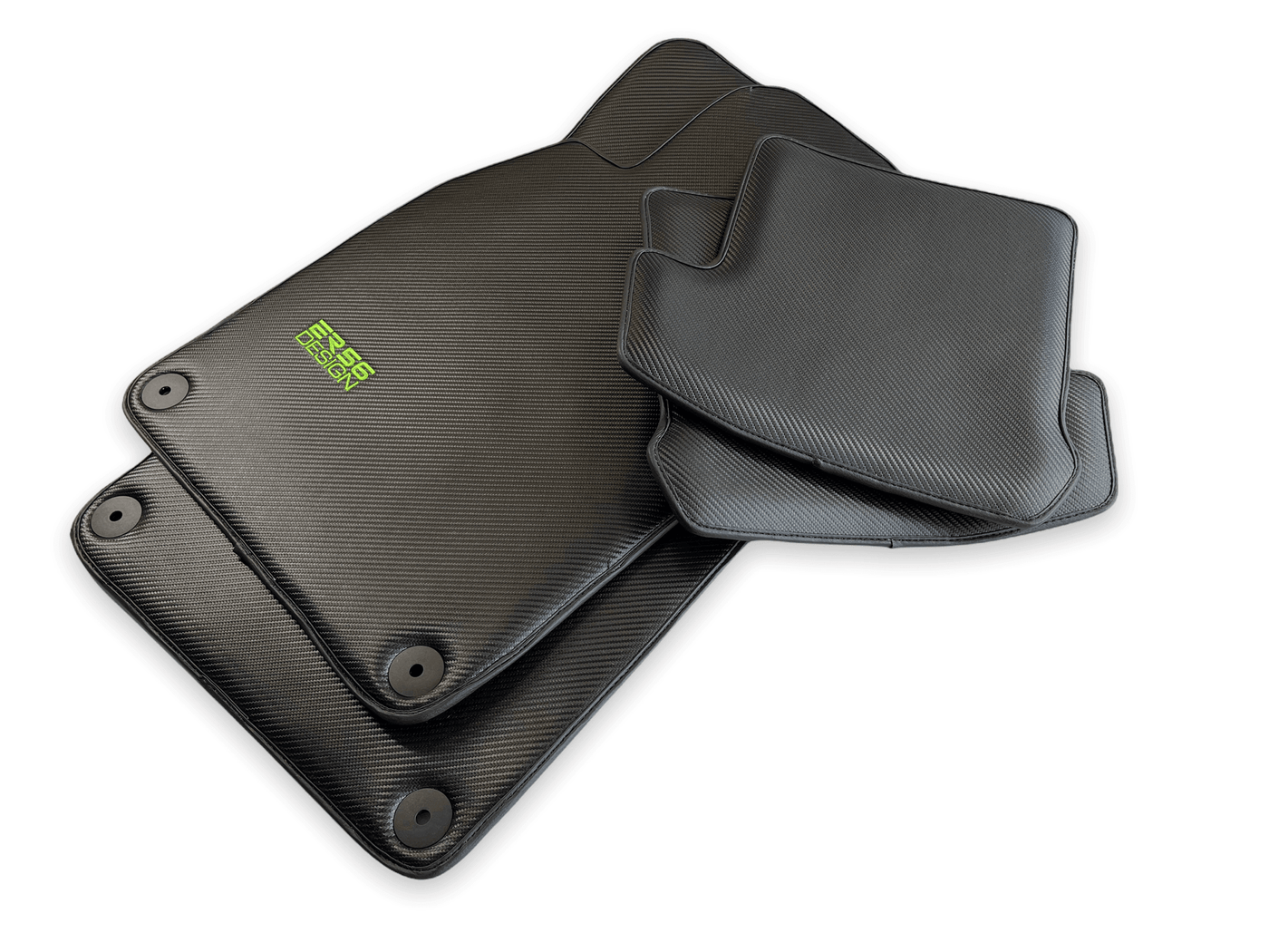 Carbon Fiber Floor Mats for Porsche Cayenne (2010-2018) Green Sewing - AutoWin