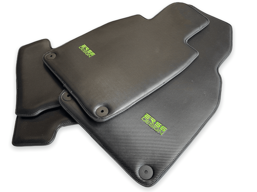 Carbon Fiber Floor Mats for Porsche Panamera (2009-2016) Green Sewing - AutoWin