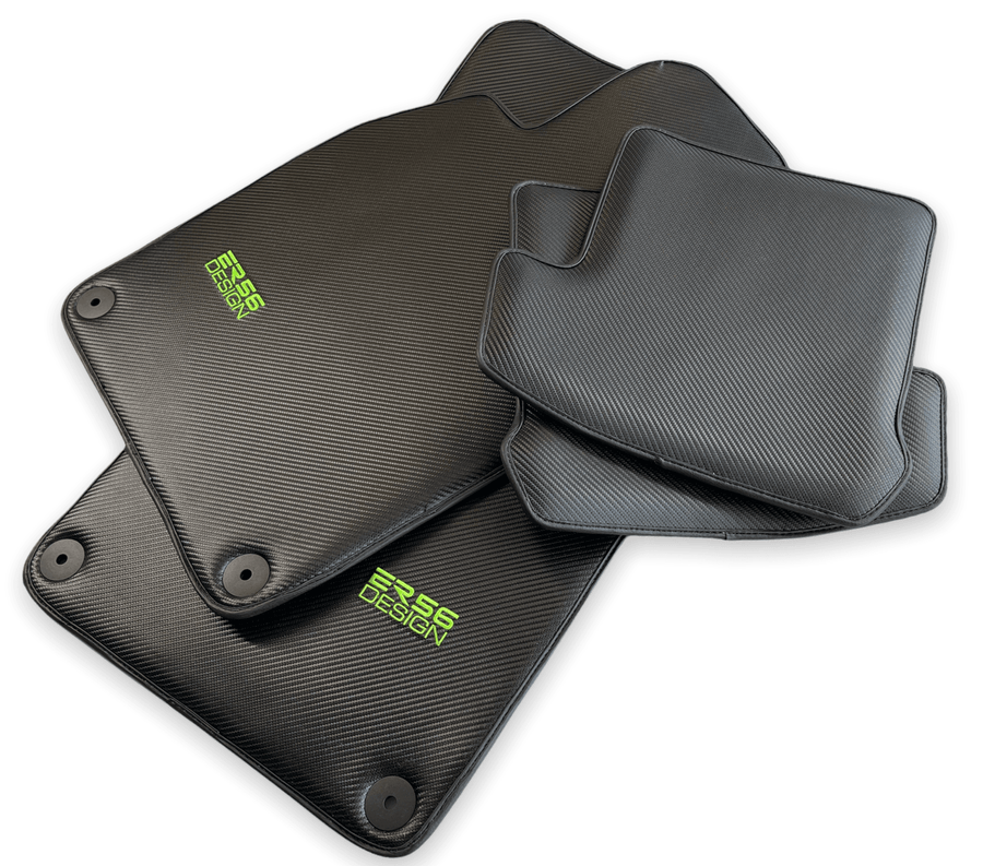 Carbon Fiber Floor Mats for Porsche Panamera (2017-2023) Green Sewing - AutoWin