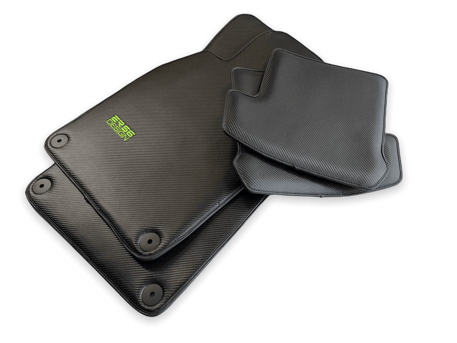 Carbon Fiber Floor Mats for Porsche Panamera (2017-2023) Green Sewing - AutoWin