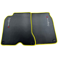 Carbon Fiber Leather Floor Mats For Ferrari California T (2015-2018) with Yellow Trim - AutoWin