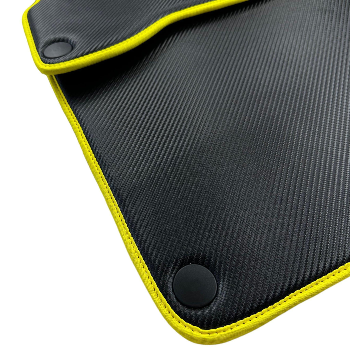 Carbon Fiber Leather Floor Mats For Ferrari California T (2015-2018) with Yellow Trim - AutoWin