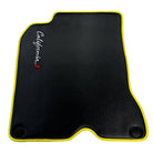 Carbon Fiber Leather Floor Mats For Ferrari California T (2015-2018) with Yellow Trim - AutoWin