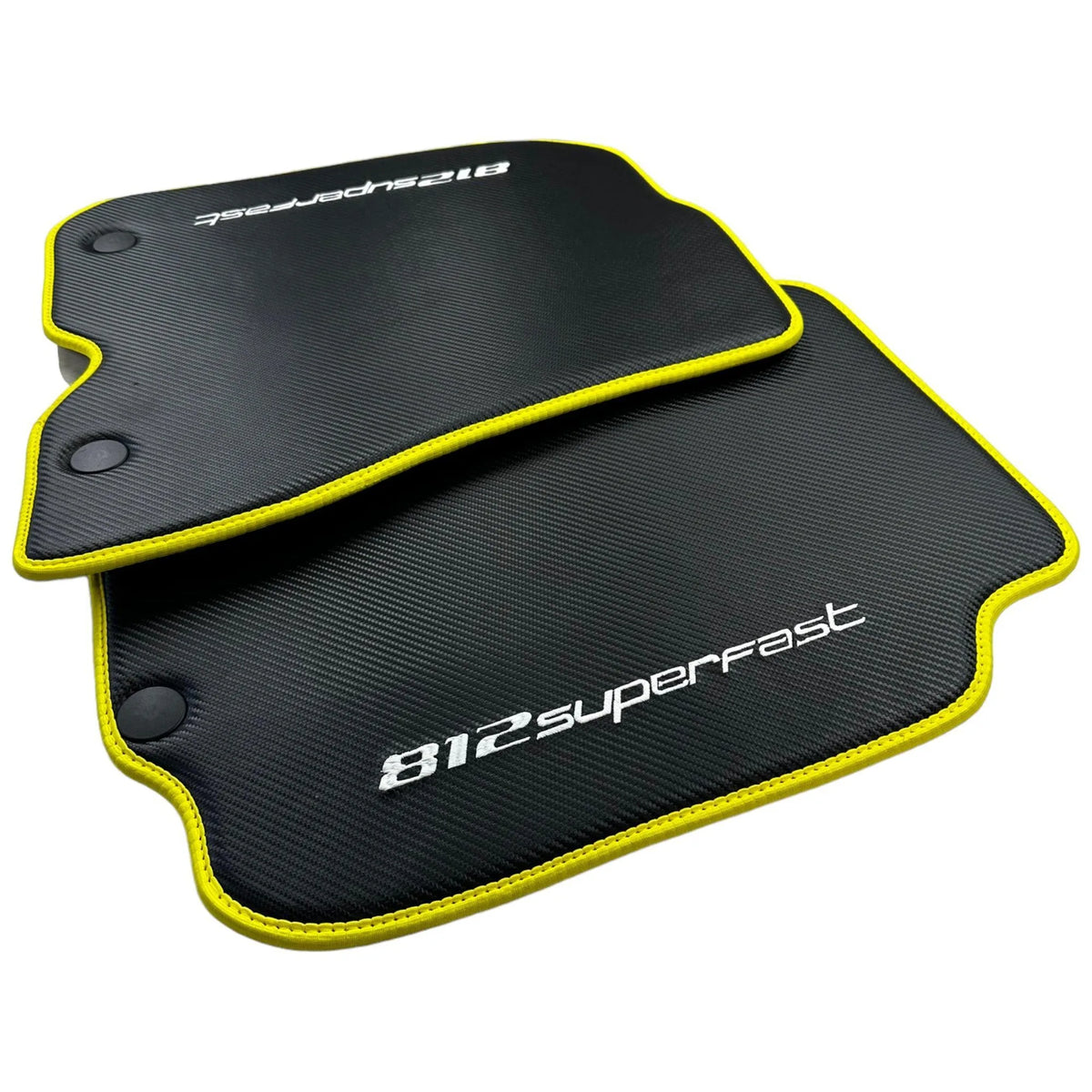 Carbon Floor Mats For Ferrari 812 Superfast (2018-2023) with Yellow Trim - AutoWin