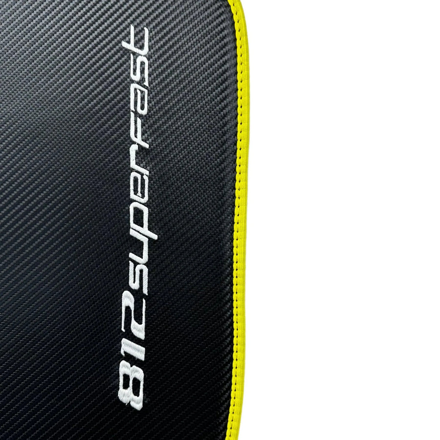 Carbon Floor Mats For Ferrari 812 Superfast (2018-2023) with Yellow Trim - AutoWin
