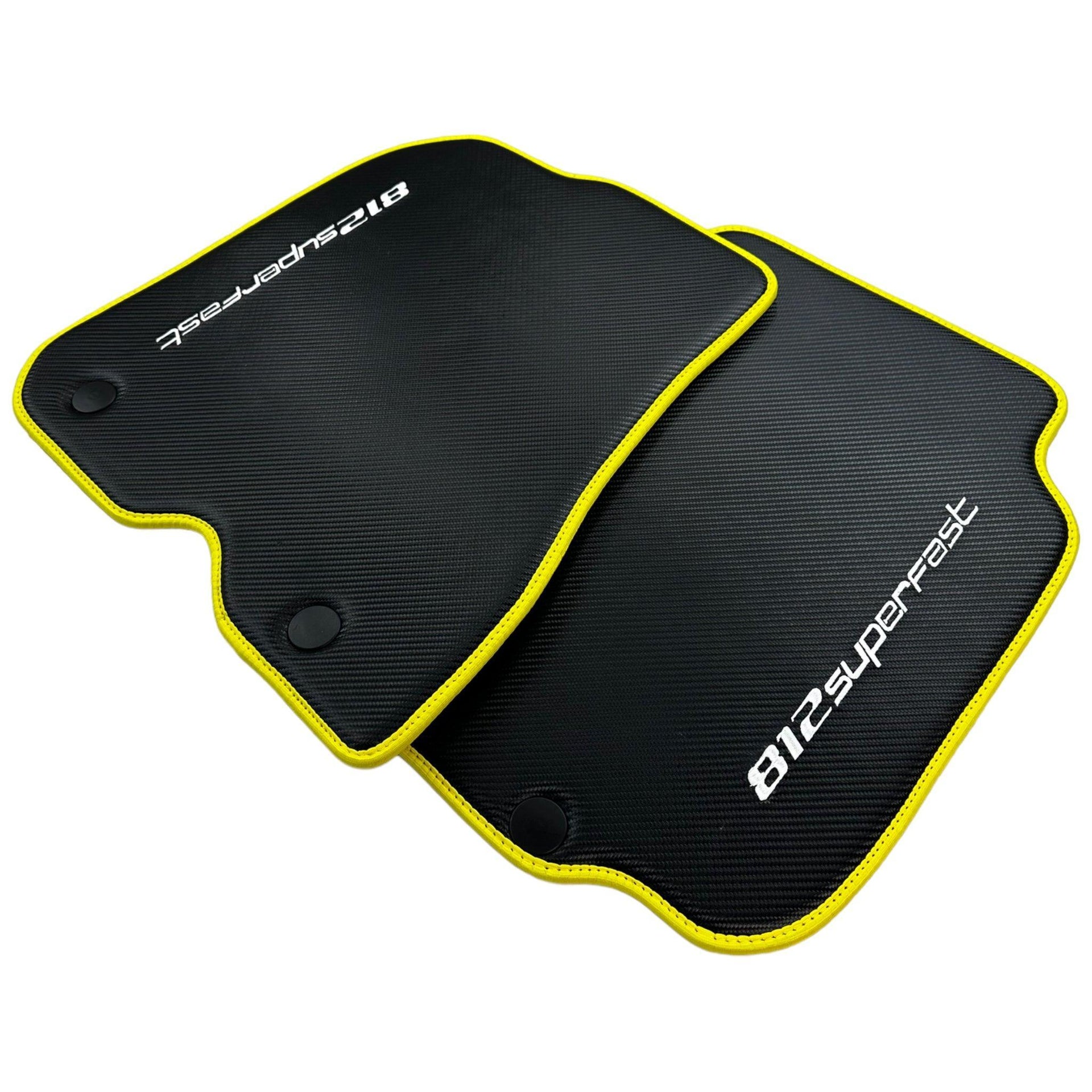 Carbon Floor Mats For Ferrari 812 Superfast (2018-2023) with Yellow Trim - AutoWin