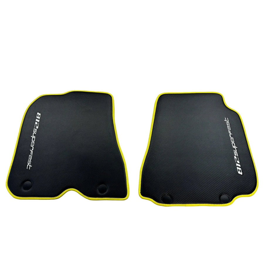 Carbon Floor Mats For Ferrari 812 Superfast (2018-2023) with Yellow Trim - AutoWin