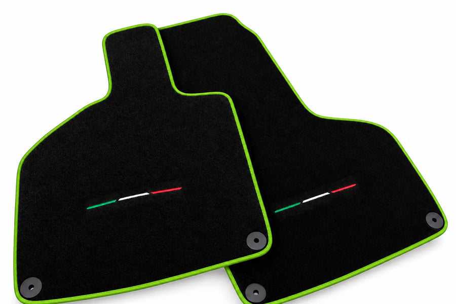 Custom Black Floor Mats for Lamborghini Huracan Sterrato (2023-2024) Green trim