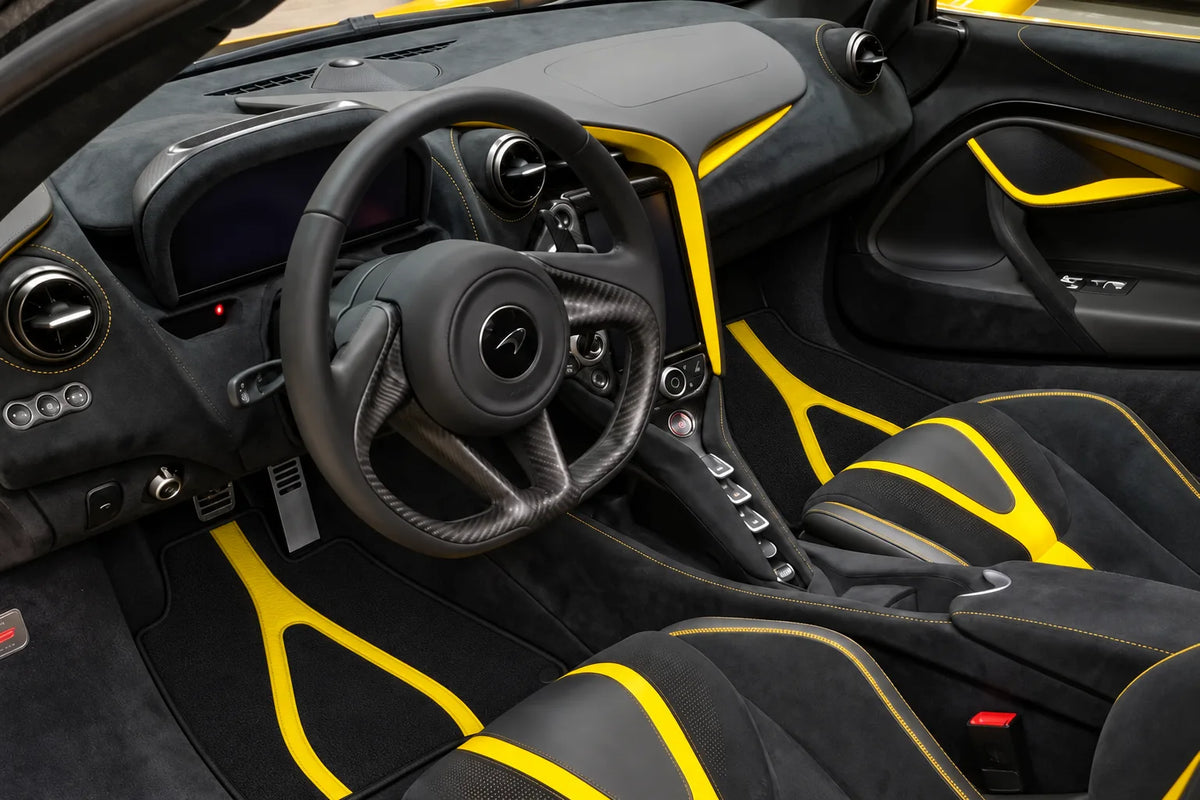 Customizable Leather Floor Mats with A1 Pattern for McLaren 720S (2017-2021) inside the vehicle