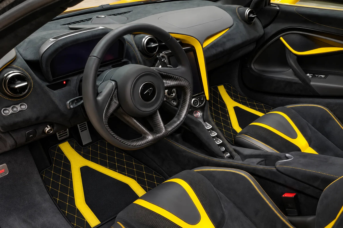 Customizable Leather Floor Mats with AW04 Pattern for McLaren 720S (2017-2021) inside the vehicle