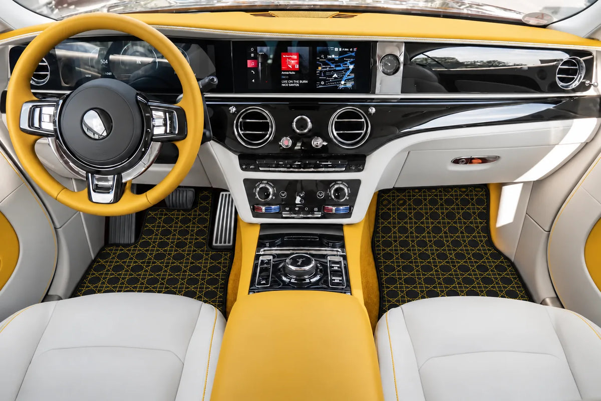 Customizable Leather Floor Mats with AW05 Pattern for Rolls Royce Spectre (2023-2024) inside the vehicle