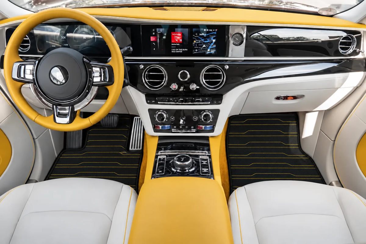 Customizable Leather Floor Mats with AW06 Pattern for Rolls Royce Spectre (2023-2024) inside the vehicle