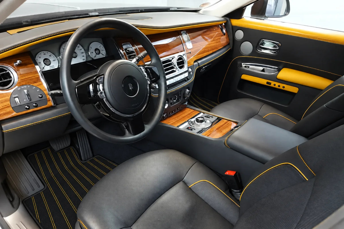 Customizable Leather Floor Mats with AW07 Pattern for Rolls Royce Ghost Series I (2010–2020) inside the vehicle