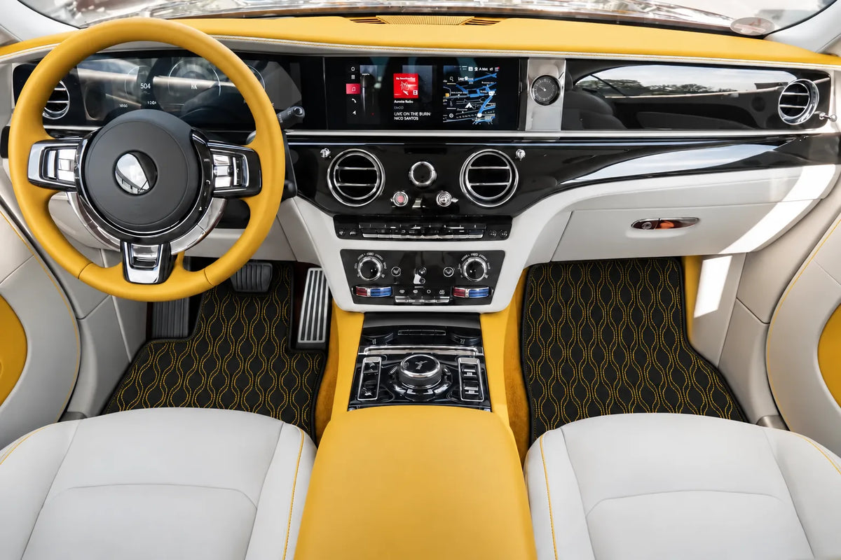 Customizable Leather Floor Mats with AW10 Pattern for Rolls Royce Spectre (2023-2024) inside the vehicle