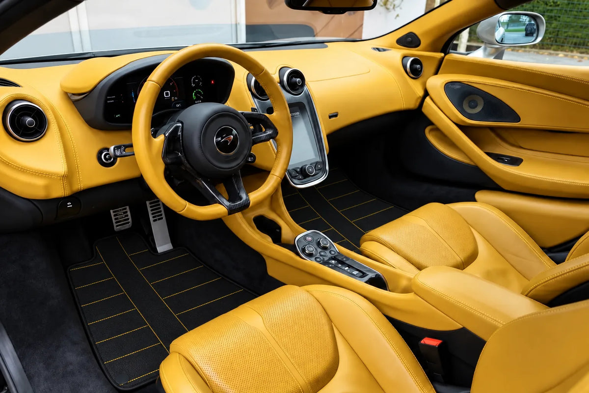 Customizable Leather Floor Mats with AW30 Pattern for McLaren 570S (2015-2021) inside the vehicle