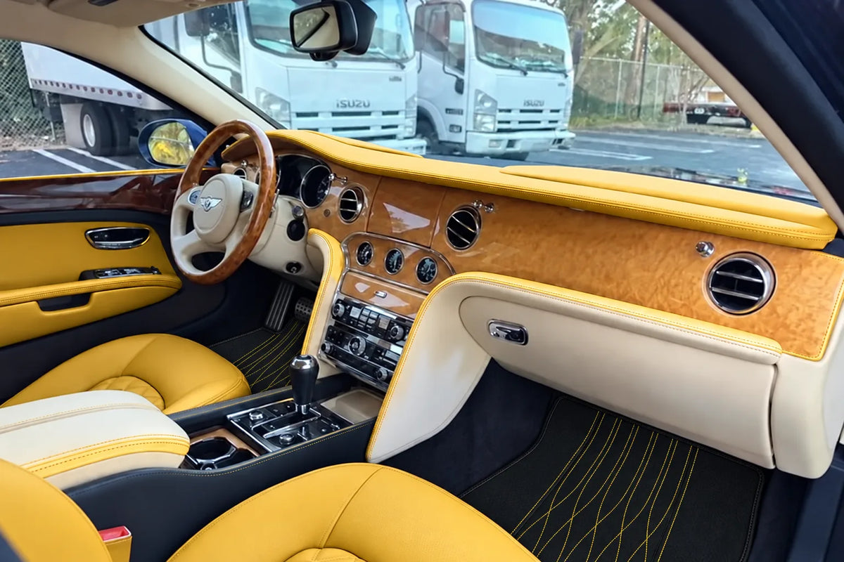 Customizable Leather Floor Mats with AW33 Pattern for Bentley Mulsanne (2010-2020) inside the vehicle
