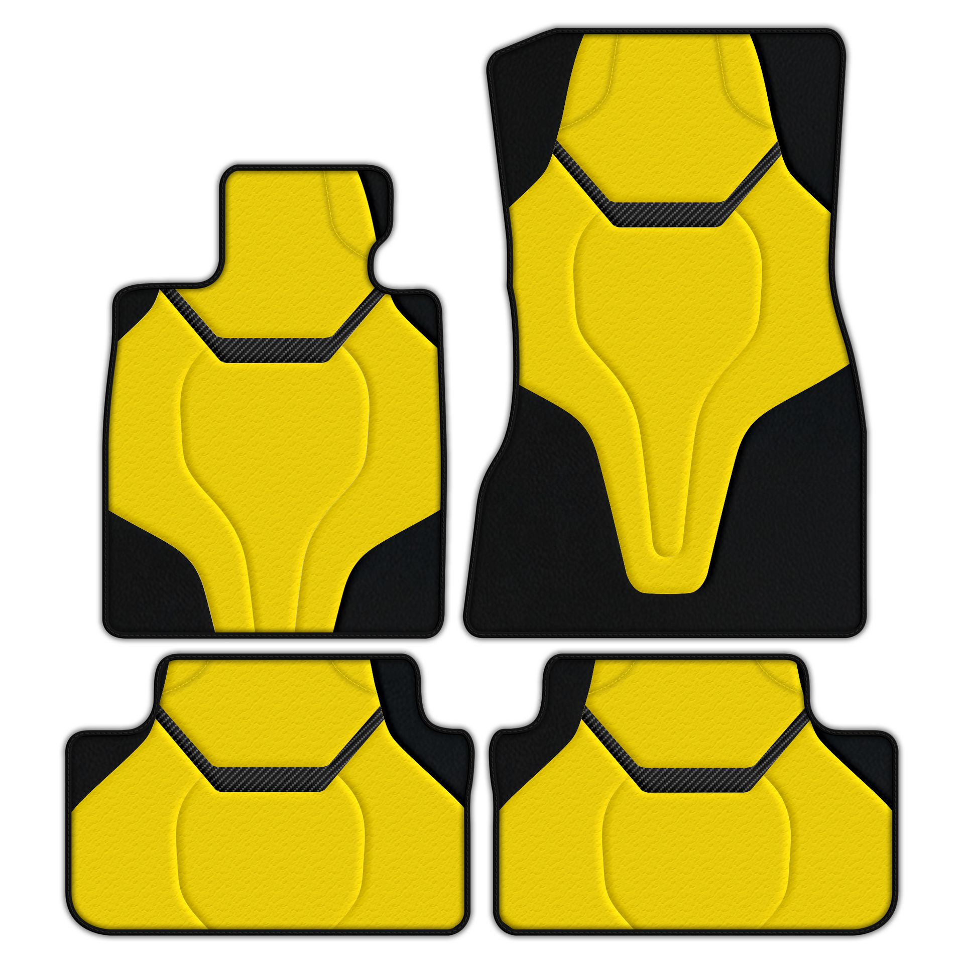 Customizable Leather Floor Mats with AW43 Pattern installed in BMW M3 E36 (1992-1999) sedan, enhancing interior style and protection.