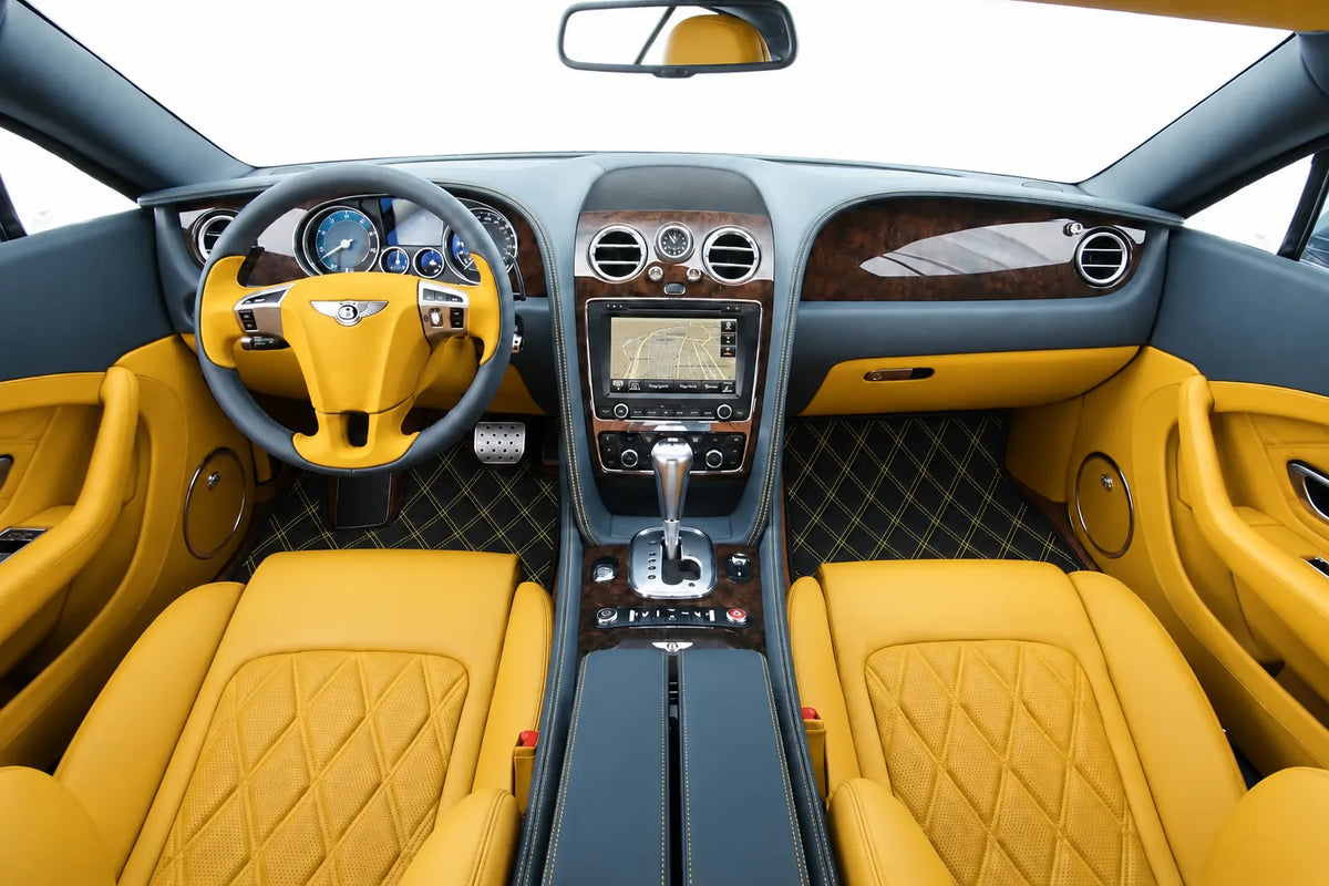 Customizable Leather Floor Mats with Double Diamond Pattern for Bentley Continental GT (2011-2018) inside the vehicle