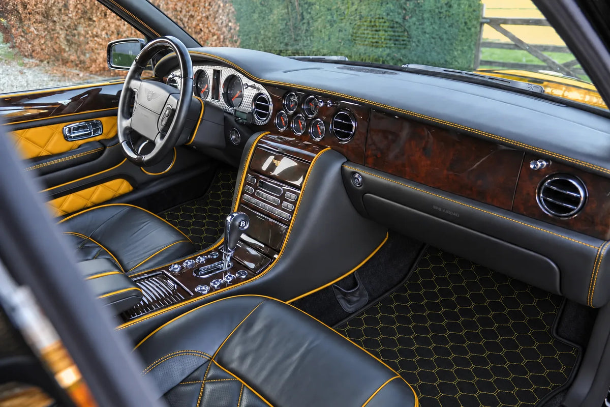 Customizable Leather Floor Mats with Hex Pattern for Bentley Arnage T (1998-2009) inside the vehicle