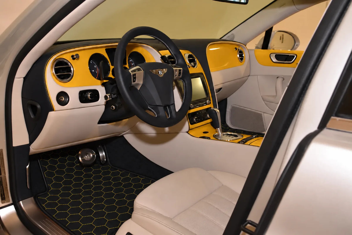 Customizable Leather Floor Mats with Hex Pattern for Bentley Flying Spur (2005-2013) inside the vehicle