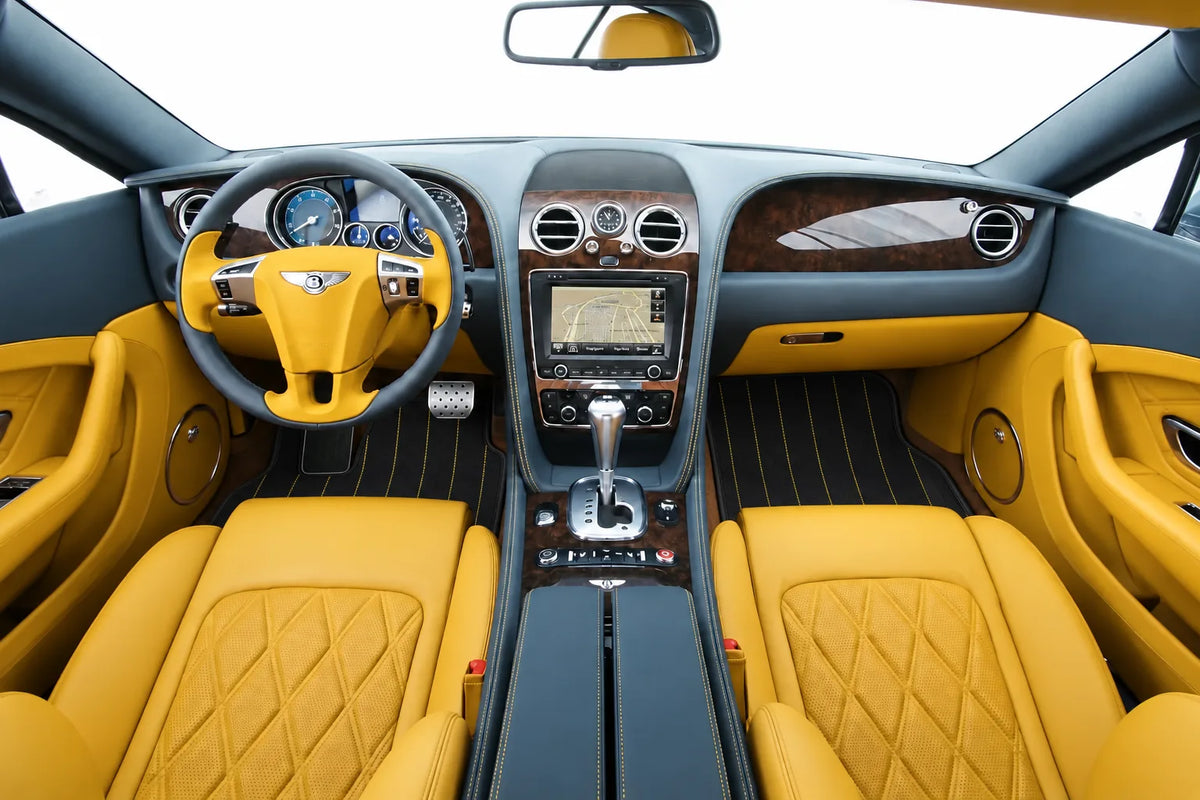 Customizable Leather Floor Mats with Line Pattern for Bentley Continental GT (2011-2018) inside the vehicle