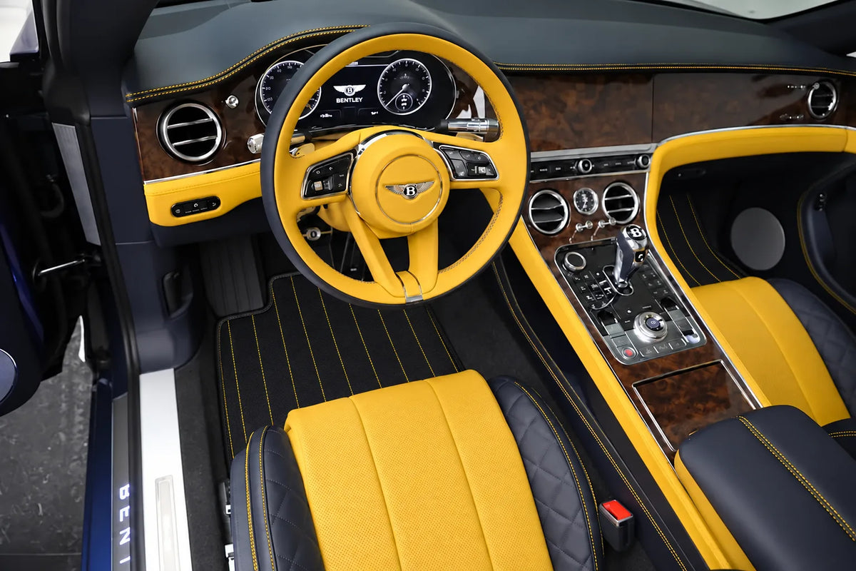 Customizable Leather Floor Mats with LIne Pattern for Bentley Continental GTC (2018-2023) inside the vehicle