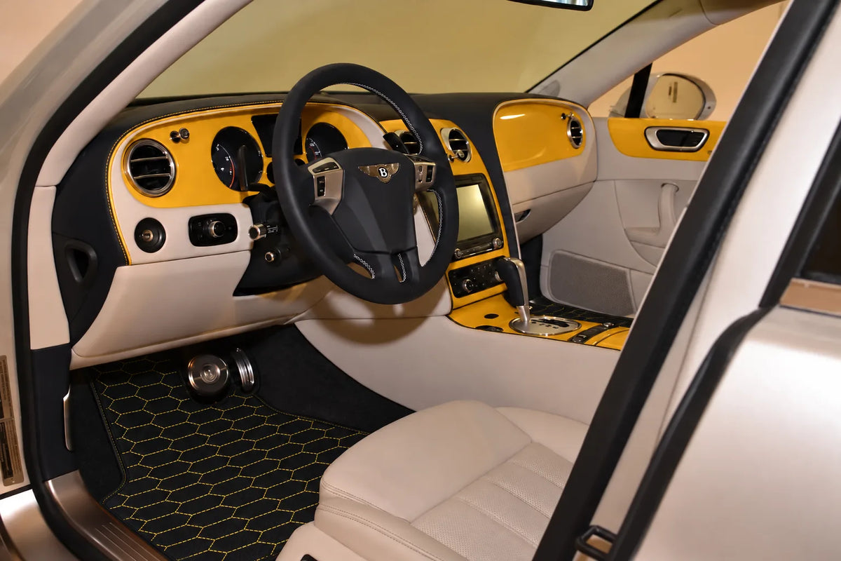 Customizable Leather Floor Mats with Raptor Hex Pattern for Bentley Flying Spur (2005-2013) inside the vehicle