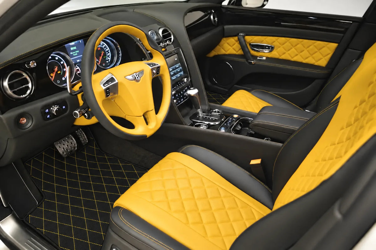 Customizable Leather Floor Mats with Single Diamond Pattern for Bentley Flying Spur (2013-2019) inside the vehicle