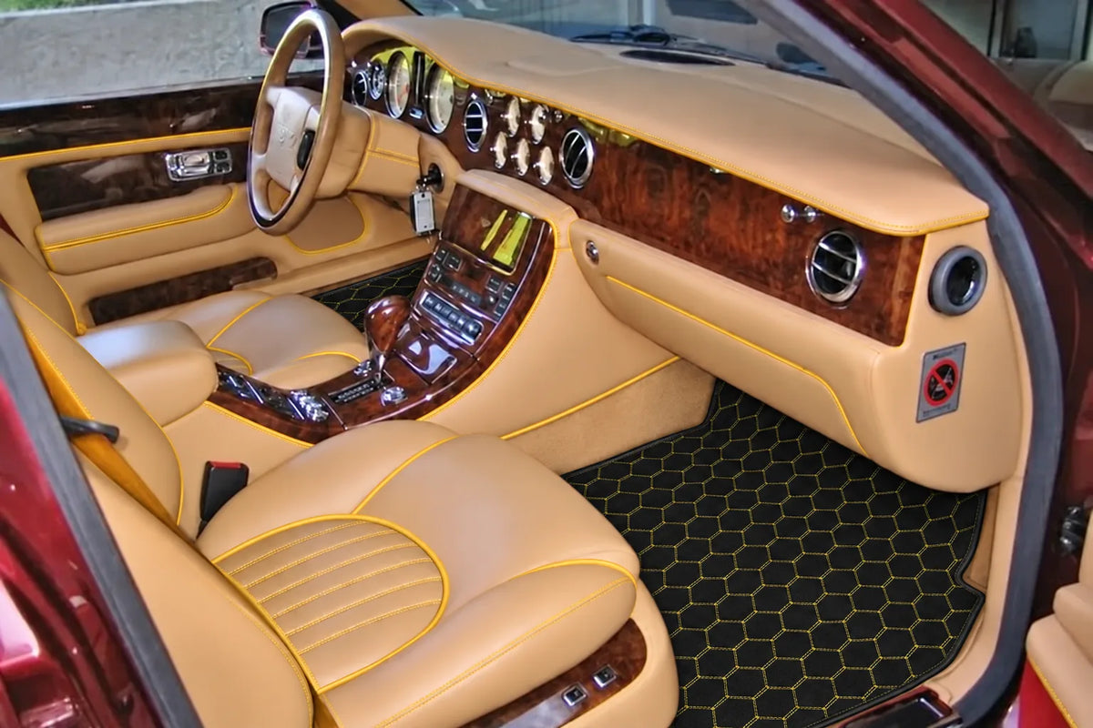 Customizable Leather Floor Mats with Vertical Hex Pattern for Bentley Red Label RL (1998-2009) inside the vehicle