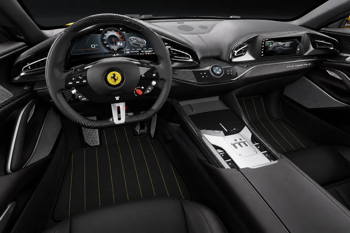 Customizable Line's Pattern Floor Mats for Ferrari Purosangue (2023-2027) inside the vehicle