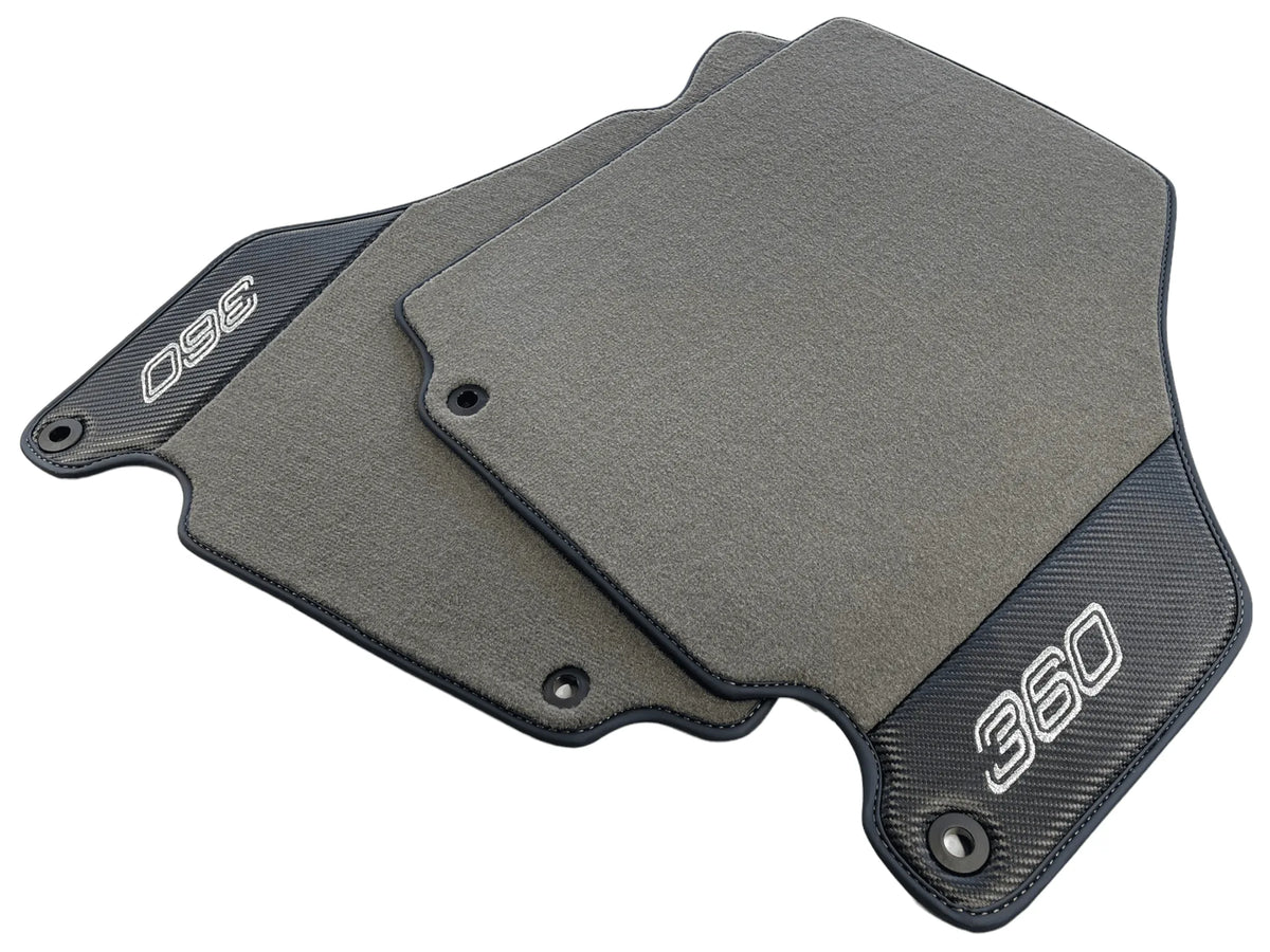 Floor Mats For Ferrari 360 Modena 1999-2005 Gray With Carbon Fiber Leather - AutoWin