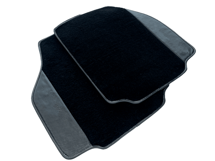 Black Floor Mats For Ferrari 488 Pista Spider 2019-2021 With Carbon Fiber Leather
