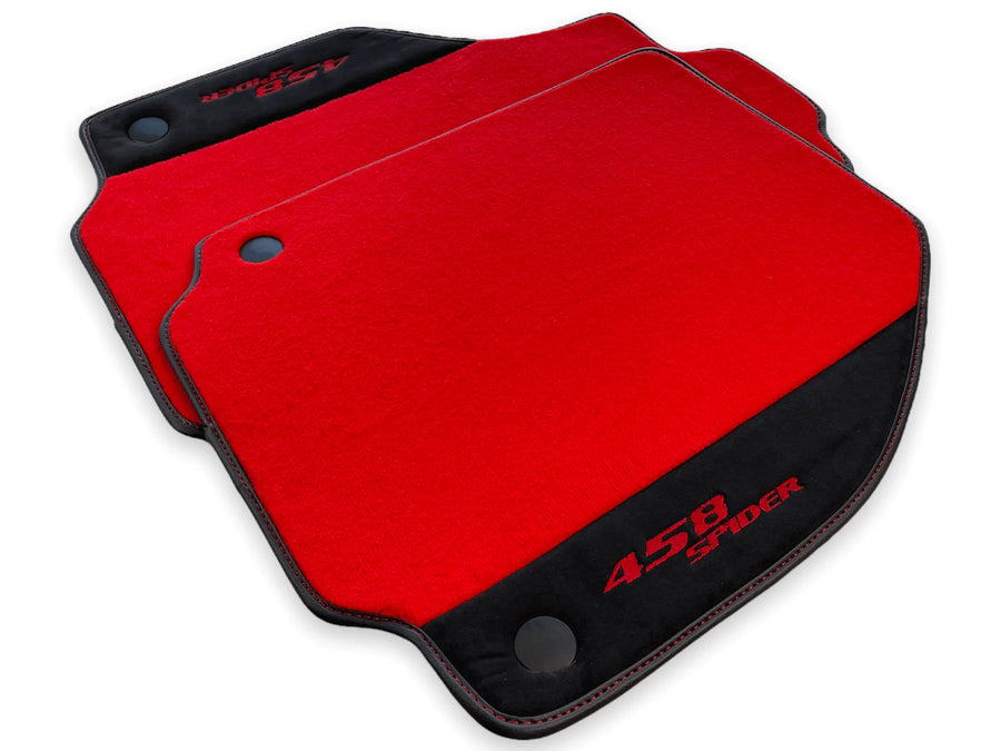 Autofußmatten für Ferrari 458 Spider 2012-2015 Rot Velours und Alcantara Leder - AutoWin