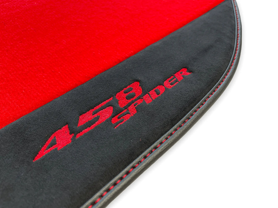 Autofußmatten für Ferrari 458 Spider 2012-2015 Roter Teppich und Alcantara Leder - AutoWin