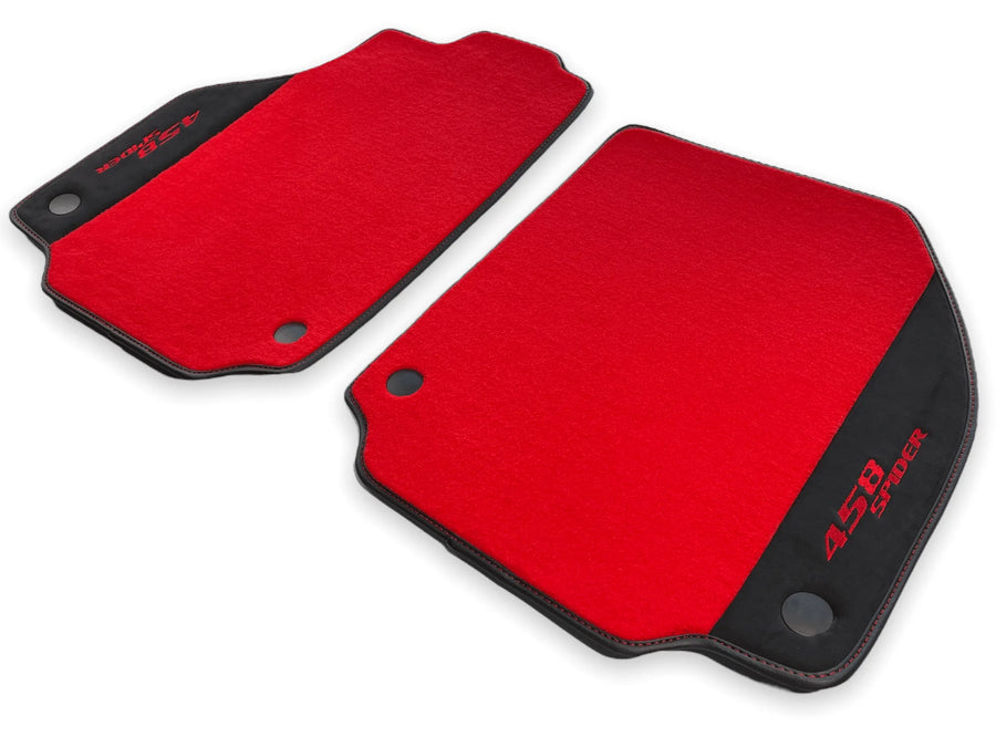 Autofußmatten für Ferrari 458 Spider 2012-2015 Rot Velours und Alcantara Leder - AutoWin