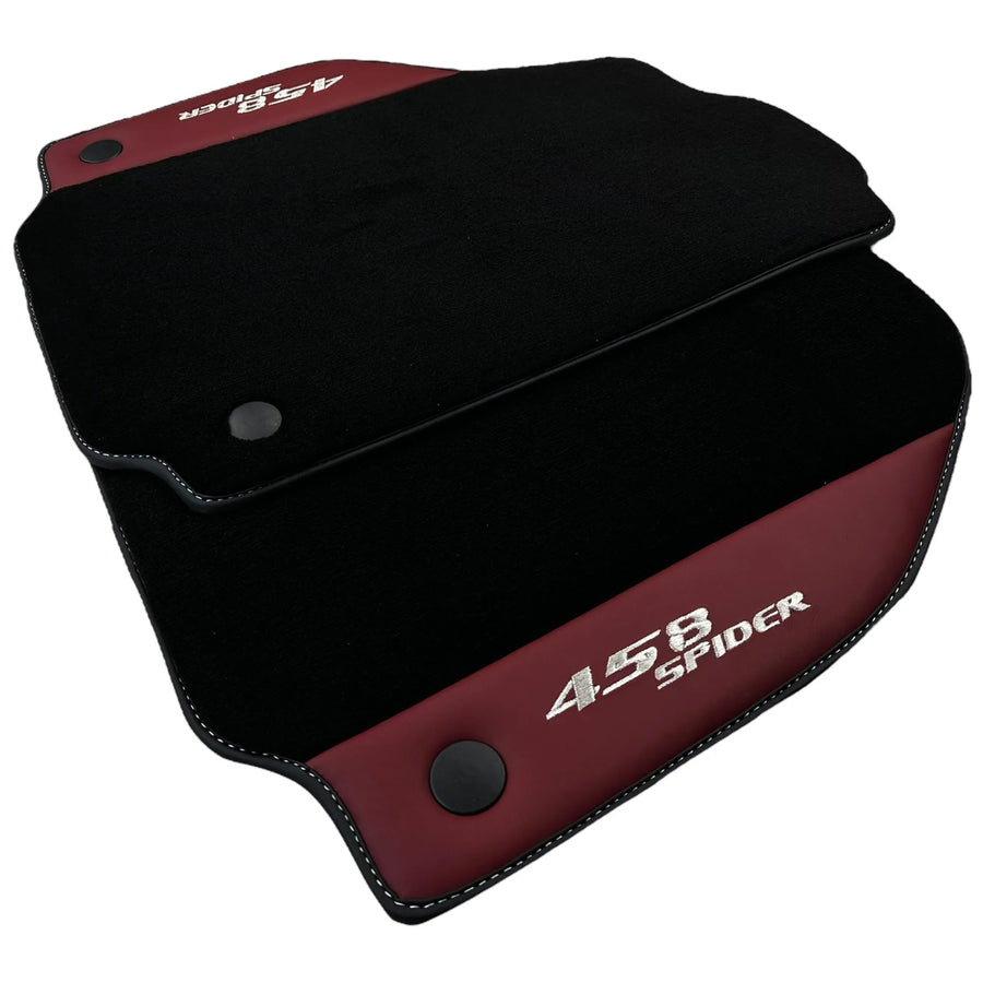 Floor Mats for Ferrari 458 Spider (2012-2015) with Bordeaux Nappa Leather - AutoWin