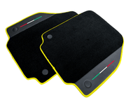 Floor Mats For Ferrari 488 Pista Spider (2019-2021) Leather and Yellow Trim - Italian Flag - AutoWin