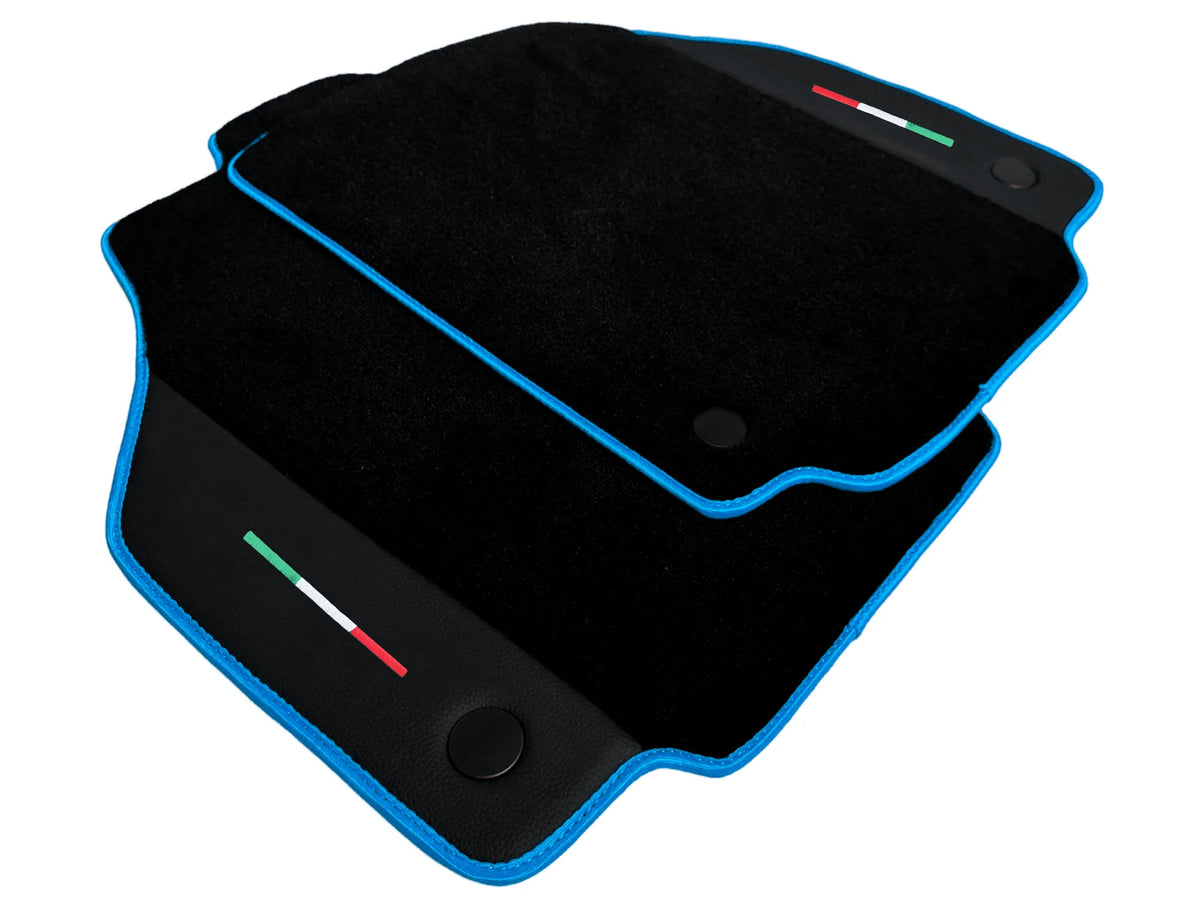 Floor Mats For Ferrari 488 Spider (2016-2022) Alcantara Leather | Light Blue Trim