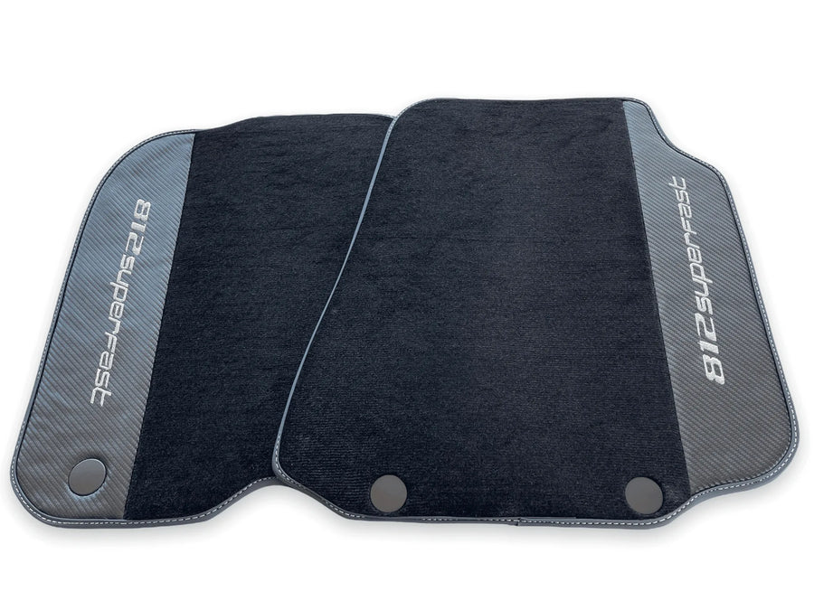Floor Mats For Ferrari 812 Superfast Carbon Fiber And Black Carpet - AutoWin