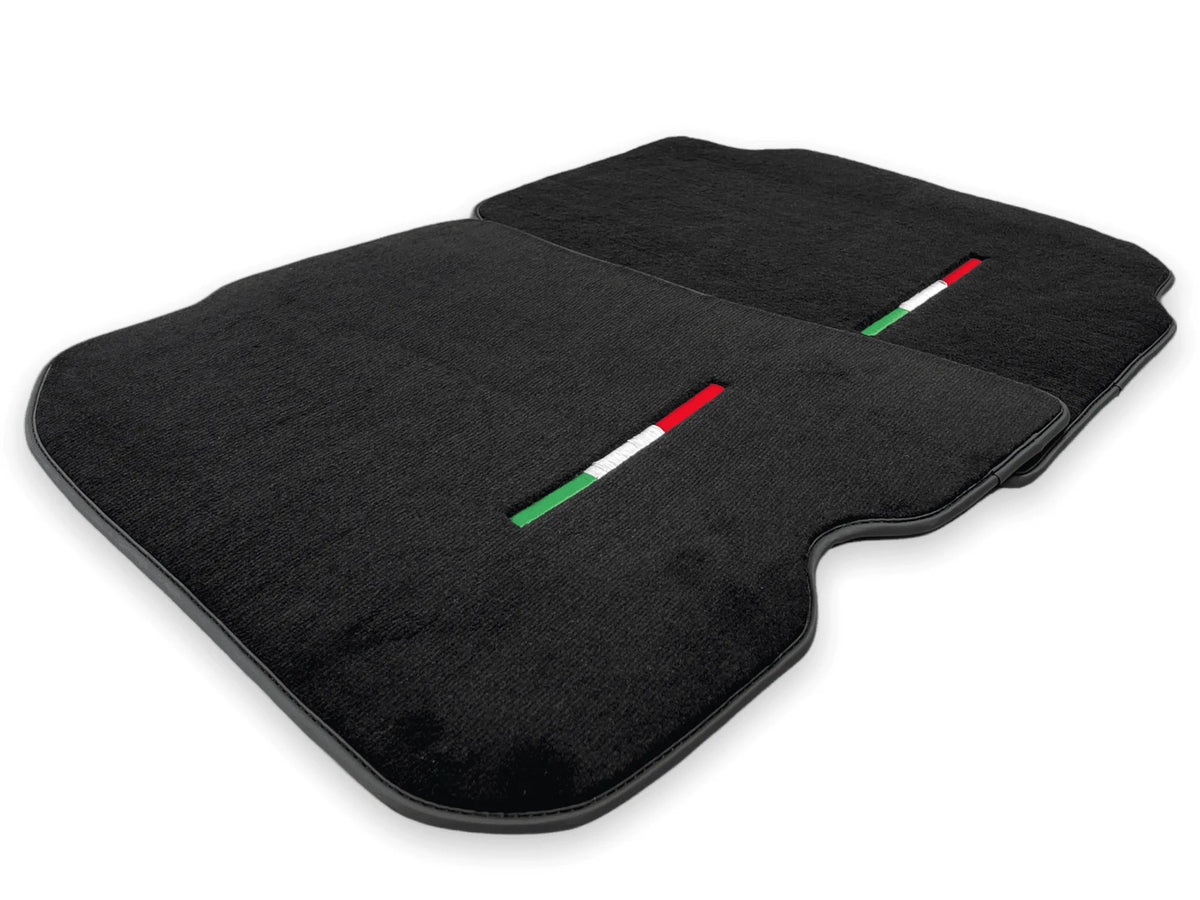 Floor Mats For Ferrari F12 Berlinetta Black Tailored Carpets With Italian Emblem - AutoWin