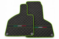 Floor Mats for Lamborghini Huracan Perfomante Alcantara Leather | Italian Flague Green trim