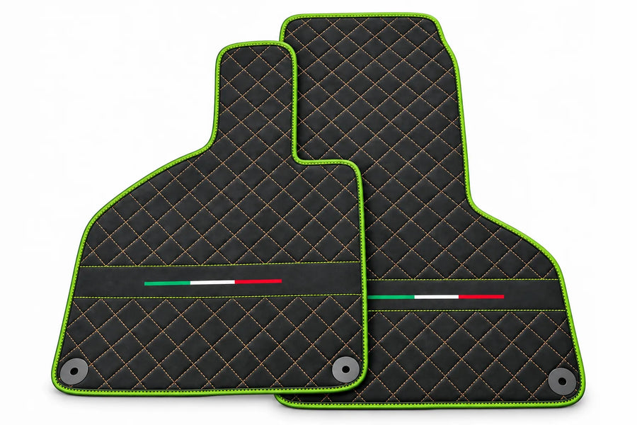Floor Mats for Lamborghini Huracan Perfomante Alcantara Leather | Italian Flague Green trim