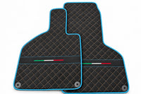 Floor Mats for Lamborghini Huracan Perfomante Alcantara Leather | Italian Flague Light Blue trim