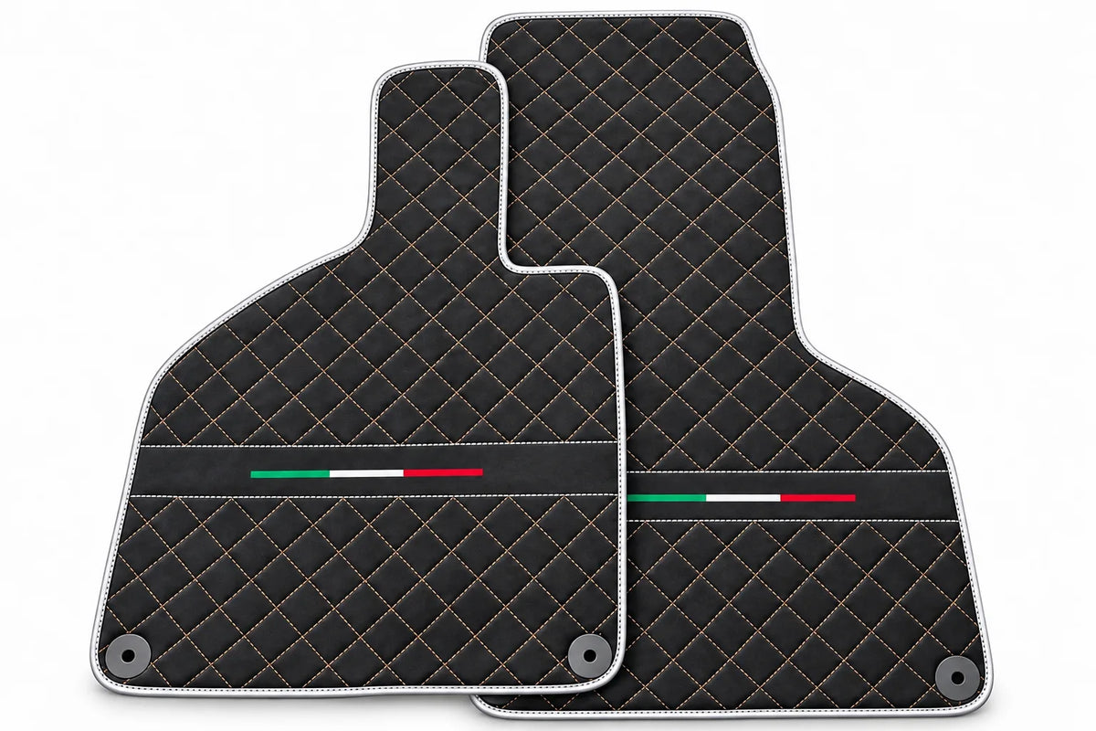 Floor Mats for Lamborghini Huracan Perfomante Alcantara Leather | Italian Flague White trim