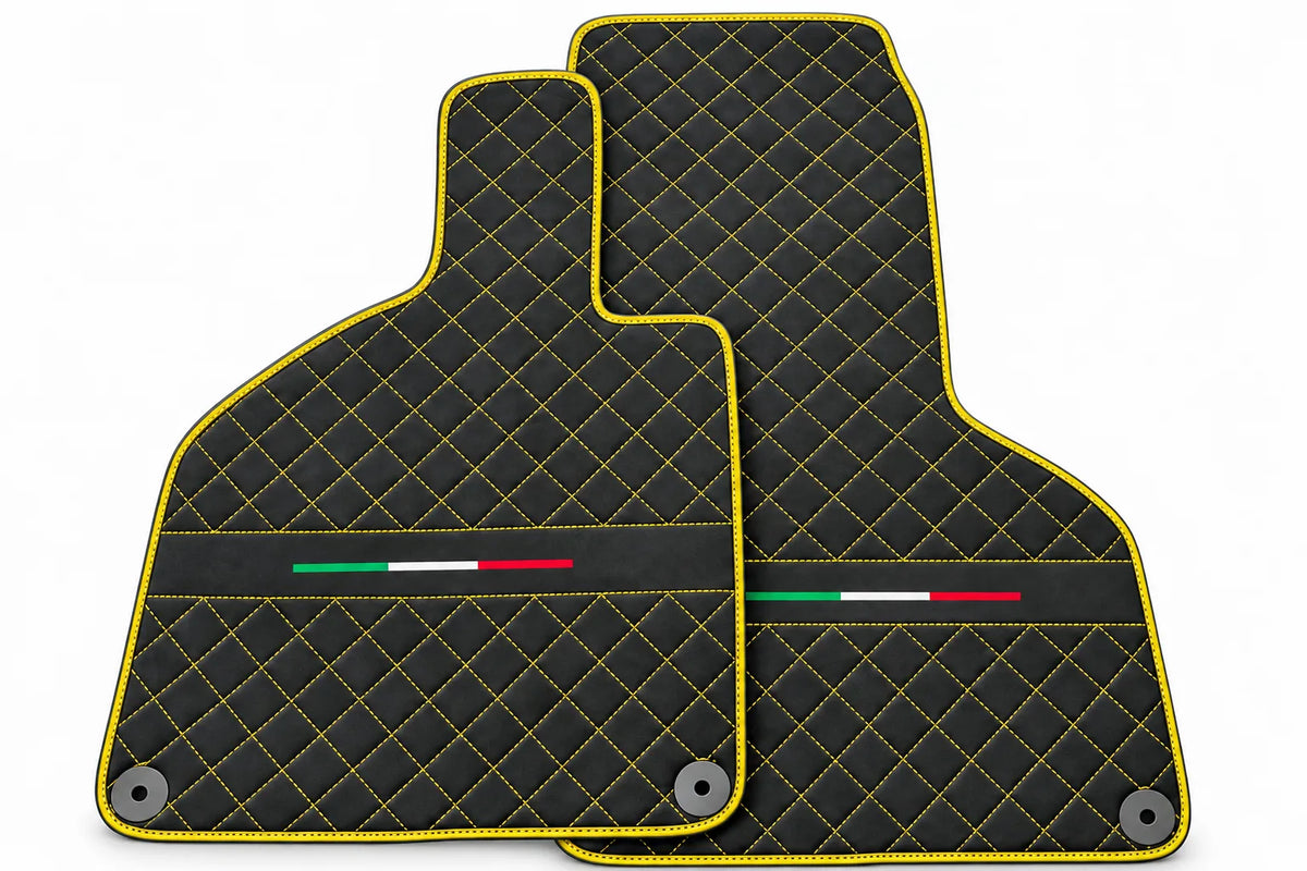 Floor Mats for Lamborghini Huracan Perfomante Alcantara Leather | Italian Flague Yellow trim