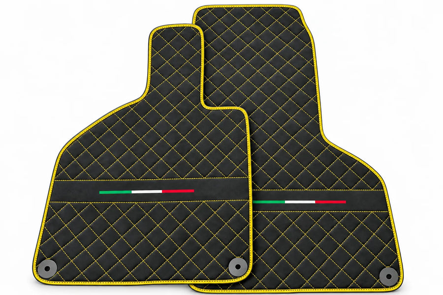 Floor Mats for Lamborghini Huracan Perfomante Alcantara Leather | Italian Flague Yellow trim