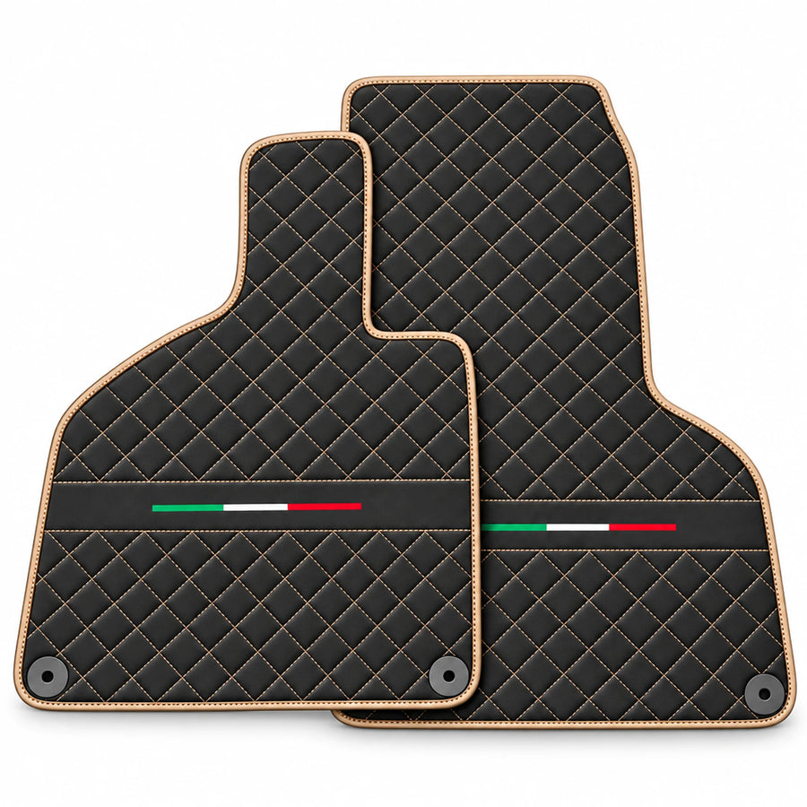 Floor Mats for Lamborghini Huracan Perfomante Alcantara Leather | Italian Flague Beige trim